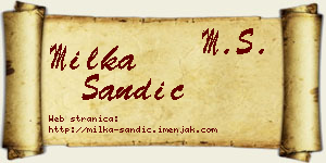 Milka Sandić vizit kartica